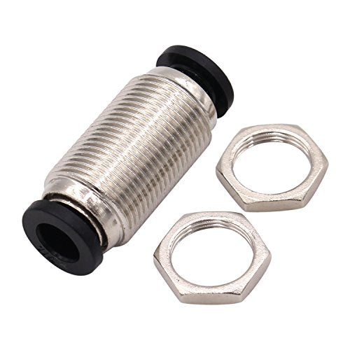 Bulkhead Union Push to Connect Tube Fitting 3/8 In Tube OD Stainless Steel Double Threaded (5 Packs) - size: 3/8" (pack of 5)