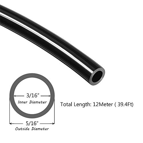 Beduan Pneumatic Tubing Pipe 5/16" OD Black Air Compressor PU Line Hose Tube for Water Fluid Transfer 12Meter 39.4ft - color: Black, size: 5/16" OD-39.4ft
