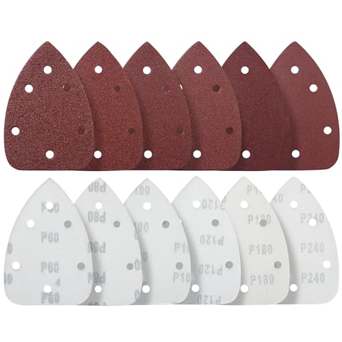 S SATC 36 PCS Mouse Sander Sandpaper 6 Holes Detail Sander Sandpaper Palm Sander Paper Hook and Loop Mouse Sanding Pads Assorted 60/80/100/120/180/240 Grit - style: 36PCS 6 Hole 60/80/100/120/180/240 Grit