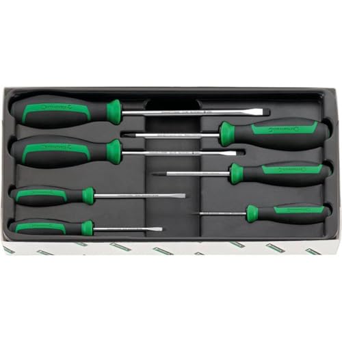 Stahlwille 96469115 DRALL+ Screwdriver Set, 7 Piece Set for Slotted, Electrician, and Phillips Screws, Made in Germany