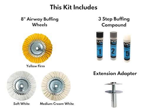 8in Airway Polishing Kit for Buffer, Angle Grinder Metal Buffing Compound