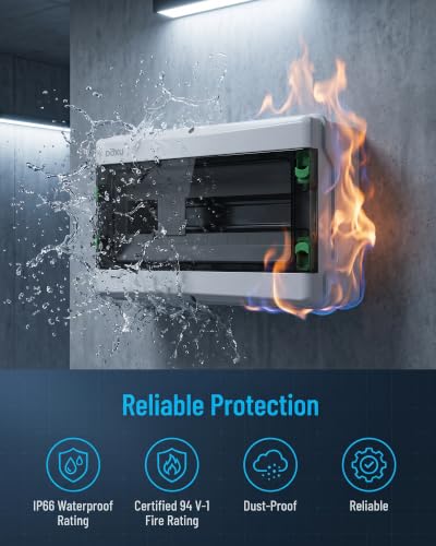 Circuit Breaker Box, IP66 Distribution Protection Box (HA-18 Way-H) - size: HA-18- 15.8x9x4.7 INCH