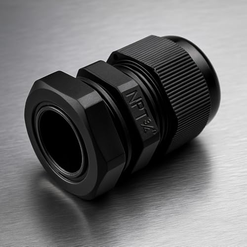 MGI SpeedWare 3/4" NPT Strain Relief Nylon Cord Grip Cable Glands, Black Plastic Grommet 20-Pack - color: Black, size: 3/4" NPT