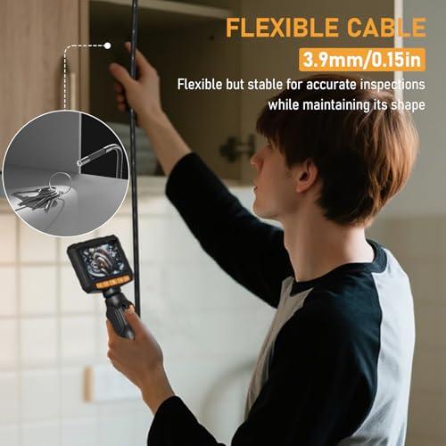 3.9mm Two-Way Articulating Borescope, Endoscope Camera with Light