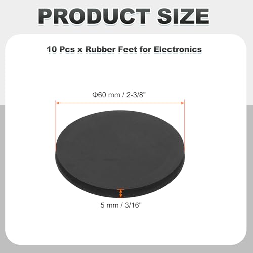 PATIKIL Non Slip Furniture Pads 2-3/8" (60mm x 5mm), 10 Pcs Adhesive Backed Round Rubber Feet Anti-Scratch Rubber Furniture Grippers for Hardwood Floor Electronics Bed Drawers DIY - size: 60mm x 5mm