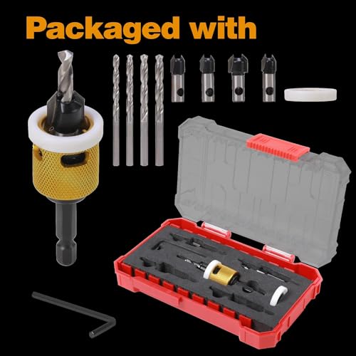 Carbide Tipped Countersink Drill Bit Set with Depth Stop, Hex Shank - size: Assorted Sizes (Set of 5 Pieces)