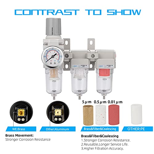 NANPU Three Stage Air Drying System - Air Pressure Regulator Combo - size: 1/4" NPT