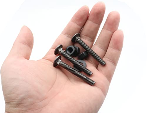 LBY 10 Sets Carriage Bolts Screws Assortment Kit, 1/4-20 x 2'' Round Head Square Neck Bolts (with Hex Nuts and Flat Washers), 45# Steel (Black) - size: 1/4-20 x 2"