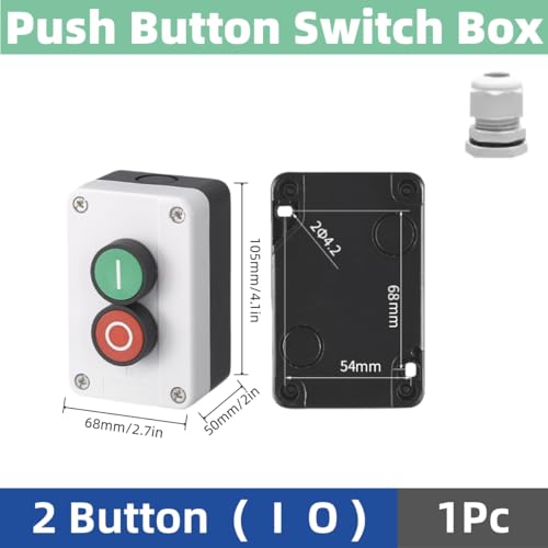 22mm Momentary Push Button Switch Station Box Emergency Stop Buttons IP65 Waterproof Control Switch for Gate Opener Self-Resetting Self-Locking Industrial Hand-Held Control Box(Two Button) - size: 2 Button ( I O )