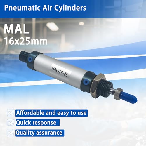 CG WEITENG Pneumatic Mini Pneumatic Cylinder MAL Single Rod Aluminum Double Acting Pneumatic Cylinder 16mm Bore 25mm Stroke(MAL16x25) - color: MAL-16 mm, size: 25 mm