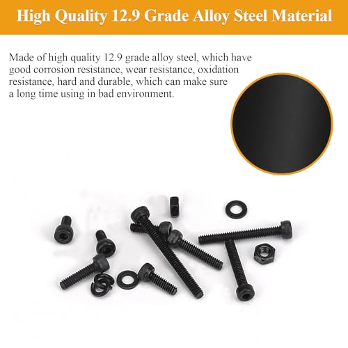 105 Pieces M2 x 8mm Socket Head Cap Screws, Thread Pitch 0.4mm, Sutemribor M2 Black Screws, 12.9 Grade Alloy Steel, Black Oxide Finish, Fully Threaded - size: M2 x 8mm, style: Socket Head