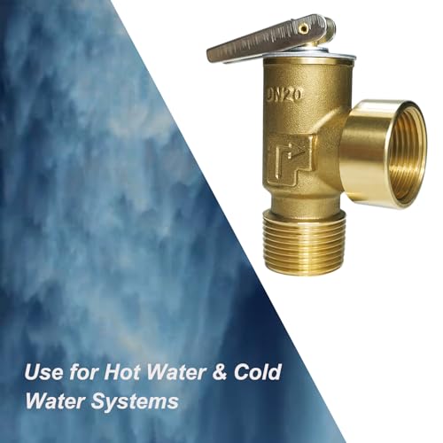 30 PSI Water Heater Pressure Relief Valve, 3/4" NPT Connection, Max Input 510,000 BTU/h, Thickened Brass Body with Stainless Steel Spring Pressure Release Valve, Use for Cold & Hot Water System - size: 30 PSI, 3/4" NPT