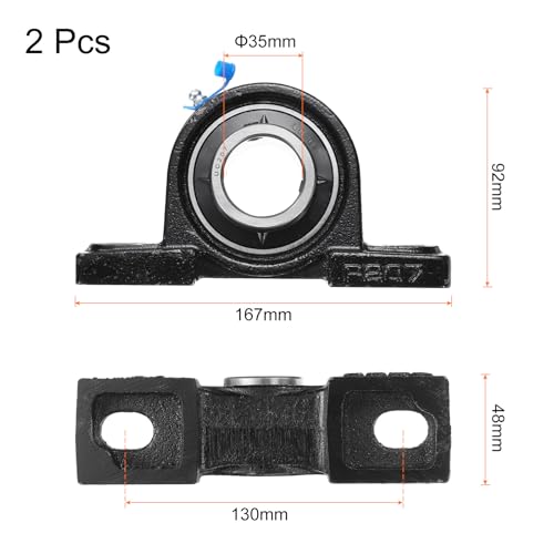 uxcell 2pcs UCP207 Pillow Block Bearings 35mm Bore Bearing Units Cast Steel Flange Mounted Bearing Housing - size: UCP207 ID 35mm