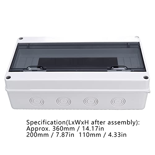 IP65 ABS Distribution Protection Box,18 Way Waterproof Circuit Breaker Distribution Box 18 DIN Rail Outdoor Distribution Junction Box for Indoor Outdoor Electrical,Communication(14.17 x 7.87 x 4.33in) - color: 18 Way