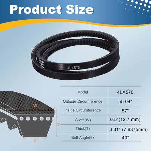 uxcell 4L570 Rubber V-Belt 57" Outer Circ x 0.5" Width x 0.31" Thick - size: 4LX570