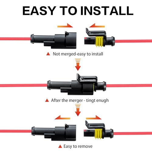 Lesnlok 1 Pin Connector Waterproof,16 AWG 1 Wire Connector, Automotive Electrical Connector with Heat Shrink Tubing, Automotive Truck, Marine Wire Connection, 6 Sets (16 AWG-1 Pin, 6) - style: 16 AWG-1 Pin