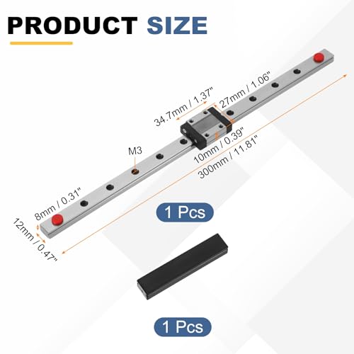 uxcell MGN12 300mm Linear Sliding Rail Guide Linear Motion Guideway - size: 300mm