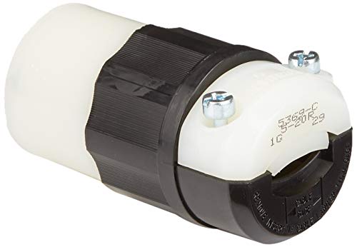 Leviton 5369-C 20A 125V Industrial Straight Blade Connector | Black/White - color: Black-White, style: Grounding