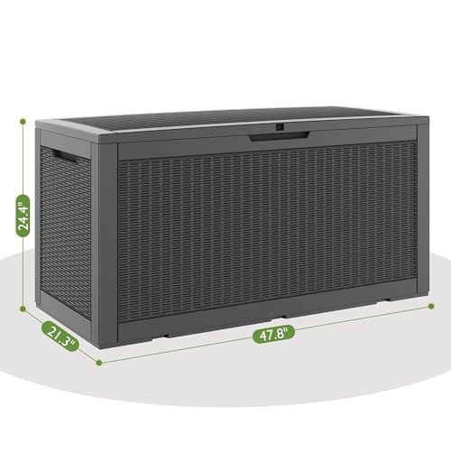 Outdoor Storage Waterproof Deck Box for Patio (100 Gallon, Black) - color: Black, size: 100 Gallon