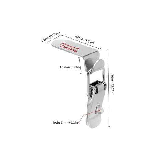 Latch 90 Degree Stainless Steel Spring Loaded Toggle Latch,With locking hole, Silver Catch Hasp Clamp Clip Lock with for Cabinet, Wooden Case, Box (70mm - 4 Pack)