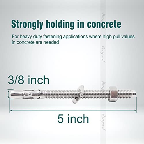 Concrete Anchors 3/8, Wedge Anchors for Concrete&Anchor Bolts - size: 3/8" x 5"