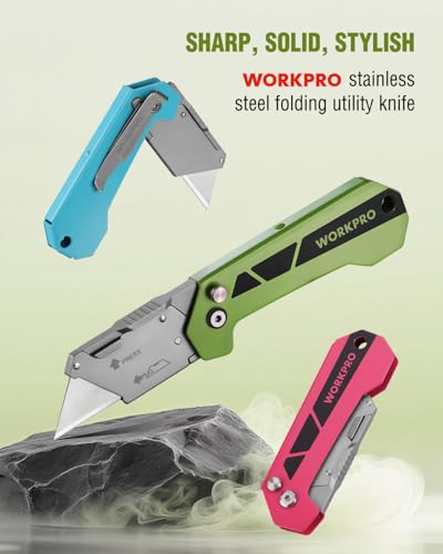 WORKPRO Box Cutter, Utility Knife, Green - color: Green