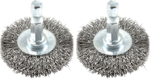 Forney 72726 Wire Wheel Brush, Fine Crimped with 1/4-Inch Hex Shank, 1-1/2-Inch-by-.008-Inch (Pack of 2) - size: 1 Count (Pack of 2)