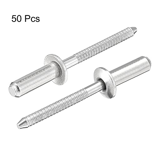 uxcell Blind Rivets, 304 Stainless Steel Pull Rivets Core Decoration Rivets 4.8mm Diameter 16mm Grip Length Close End Silver Tone, 50pcs - size: 4.8mm x 16mm