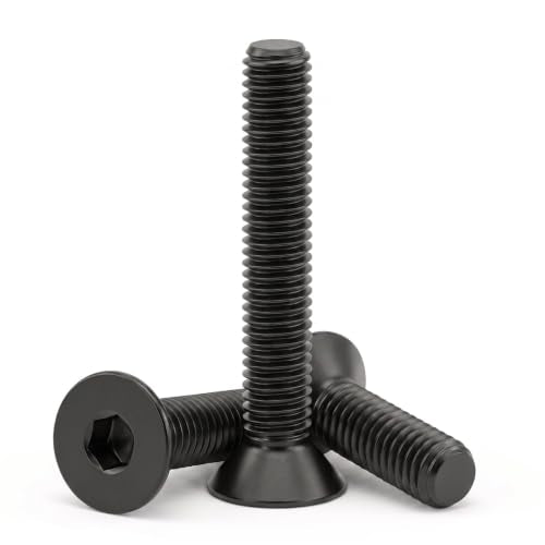 1/4-20 x 1-1/4'' (20 Pack) Flat Head Hex Socket Cap Screws Countersunk Bolts, Allen Socket Drive, Black Oxide 304 Stainless Steel 18-8, Fully Machine Thread, Bright Finish - size: 1/4 x 1-1/4''