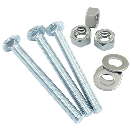 3/8-16 x 4 Inch Carriage Bolt Kit 6 Sets with Nuts Washers - size: 3/8-16 x 4"