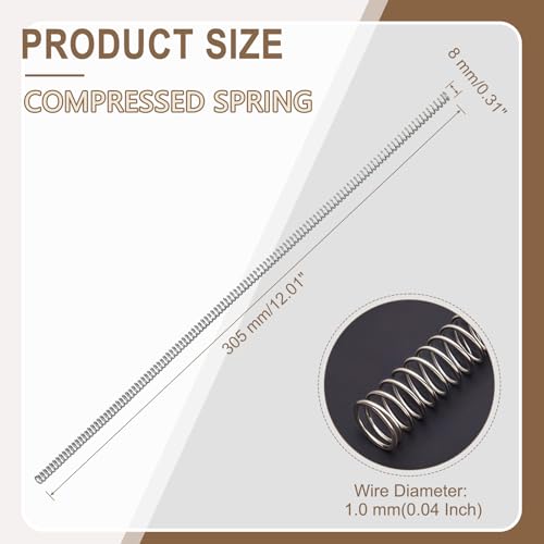 Compression Spring 1x8x305mm, 304 SS Long Extension Spring - size: 1mm x 8mm x 305mm