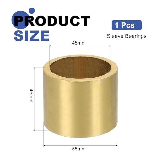 uxcell Sleeve Bearings, 45mm Bore x 55mm OD x 45mm Length, Self-Lubricating Sintered Bronze Bushings - size: 45mm Bore x 55mm OD x 45mm Length