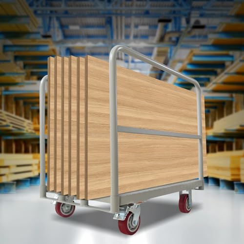 2-in-1 Steel Panel Cart, 2200 lbs Heavy Duty Platform Truck Carts with 4 Side Handrails and 4 Swivel Casters, Flatbed Lumber Carts Drywall Cart for Handling and Storage