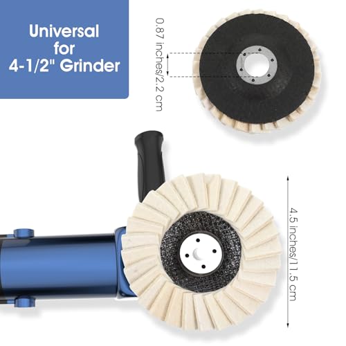 Dimeho 10 PCS Wool Polishing Wheel Disc 4-1/2" x 7/8" Felt Flap Disc