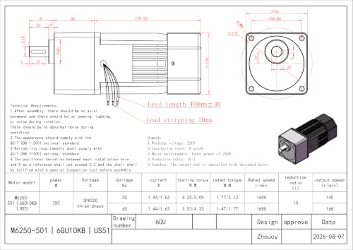 250W 110V AC Gear Motor Set with Adjustable Speed Controller + Bracket