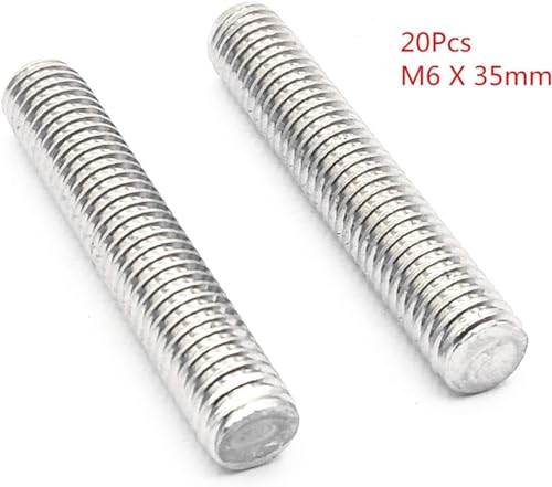 M6 Fully Threaded 304 Stainless Steel Rod Bar Studs Silver Tone 20 Pcs (M6 x 35mm) - size: M6 x 35mm