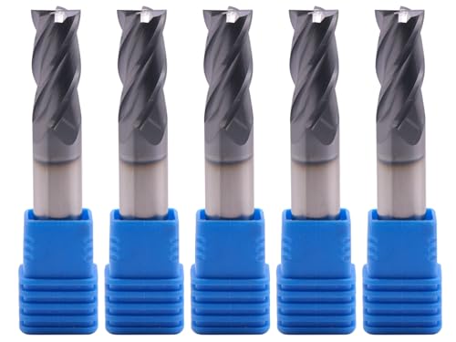 4 Flute Solid Carbide Square End Mill Set(5Pcs, 7/16"), AlTiN Coated - size: 7/16"