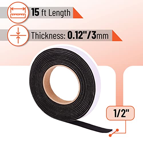 UNCO- Grill Gasket, 1/2"x1/8", 15 ft, Smoker Gasket Sealer - color: Black, size: 1/2"x1/8" 15 Ft, 1 Pack