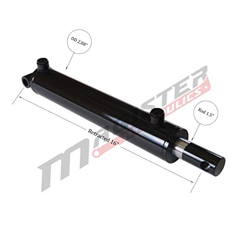 Magister Hydraulic Cylinder 2.5" Bore x 8" Stroke, Welded Hydraulic Ram with Pin Eye Mount, Double Acting Hydraulic Piston 3500 PSI (WPE 2.5x8) - color: 2.5" Bore, size: 8" Stroke