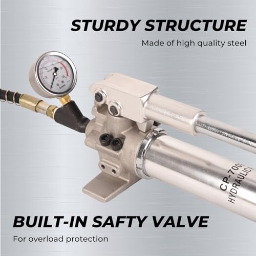 900cc Hydraulic Hand Pump 10000Psi Single Acting Manual Hydraulic Lifting Pump CP-700LB Hydraulic Lifting Pump with Pressure Guage - color: CP-700LB, Aluminum Alloy Hand Pump