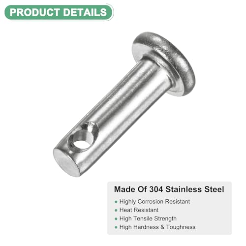 M METERXITY 20-Pack Single Hole Clevis Pins, M3 x 10mm 304 Stainless Steel Flat Head Clevis Pins for Mechanical Linkage/Fixed Parts/Ship Rigging, Link Hinge Pin Reusable - size: M3x10mm