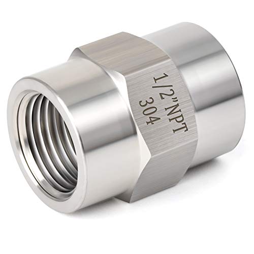 TAISHER 2PCS Forging of 304 SS Hex Coupling,1/2" NPT Female Pipe Fitting - size: 1/2"FNPT