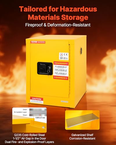 VEVOR Flammable Cabinet 17" x 17" x 22", Galvanized Steel, Safety Cabinet, Adjustable Shelf Flammable Storage Cabinet, for Commercial Industrial and Home Use: Industrial & Scientific - size: 17" x 17" x 22"