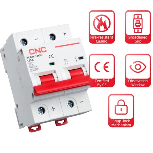 CNC DC Miniature Circuit Breaker, 2 Pole 500V 125 Amp - size: 125 Amp