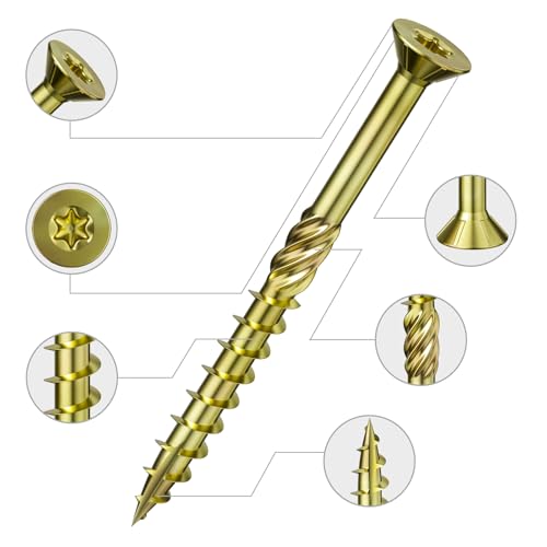 Wensilon 5/16 * 7" Yellow Deck Screws 23pcs 2lbs 8x175mm Lag Screws - color: Yellow, size: 5/16*7"