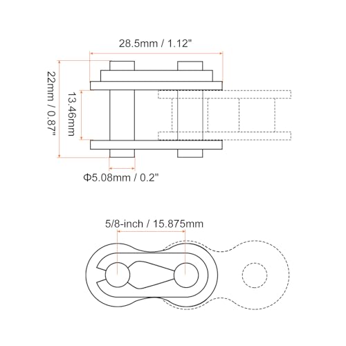 uxcell 6Pcs #50 Chain Master Connector Link Roller, 5/8" Pitch Carbon Steel, Standard Connecting Split Links for 10A Chain - size: #50