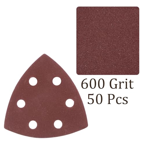 50pcs Mouse Sander Detail Sandpaper 600Grit 3-1/2" Triangle - size: 600 grit