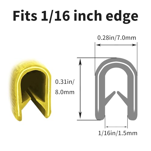 20ft(6000mm) 1/16"(1.5mm) UZ-01 Yellow Rubber Edge Trim,U Channel - size: 1/16in 20ft yellow UZ-01