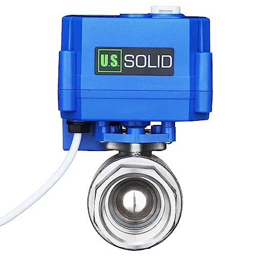 U.S. Solid 1 in 304 Stainless Steel Motorized Ball Valve, NSF Certified, Full Port, 9-24 V AC/DC, 3-Wire Latching Self-Hold, Manual Override, Position Indicator - size: 1 Inch(with Manual Function)