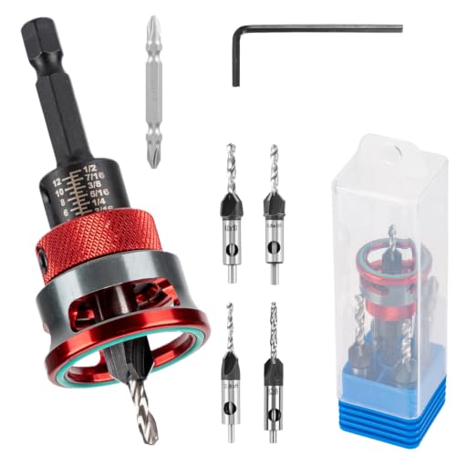 8 PCS Countersink Drill Bit Set with Adjustable Depth Stop Collar
